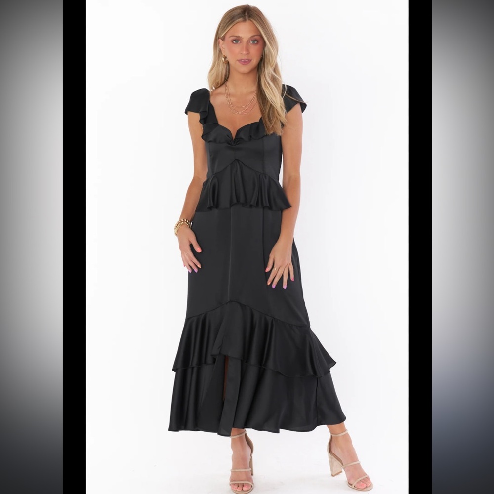 Show Me Your Mumu Black Ruffle Maxi Dress